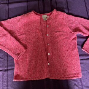 Small Coral LL Bean Marled Cardigan